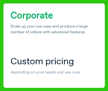 Synthesia io Pricing of Corporate Plan