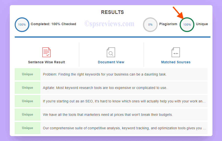 Jasper AI Review - Jasper ai's output copy plagiarism test result