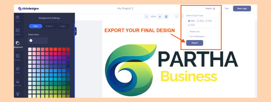 ClickDesigns review: Step 4: Download your final design
