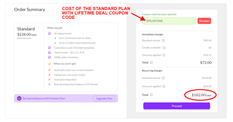 Activating Pictory Lifetime Deal- Standard Plan Yearly with the Lifetime Deal discount